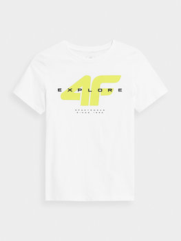 4F, Koszulka z nadrukiem chłopięca, 4FJSS23TTSHM290-10S, Biały, Rozmiar 140 - 4F