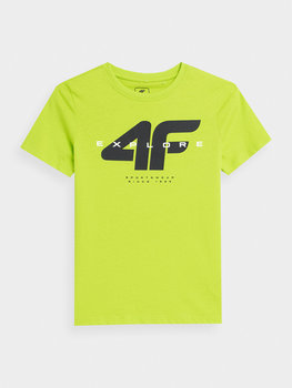4F, Koszulka z nadrukiem chłopięca, 4FJSS23TTSHM290-45N, Zieleń Neon, Rozmiar 140 - 4F