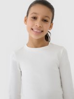 4F Longsleeve slim crop top gładki dziewczęcy 4FJWSS25TLONF430-11S Biały Roz. 128 4F