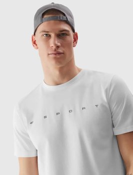 4F, T-shirt męski, basic plus, biały, XL - 4F