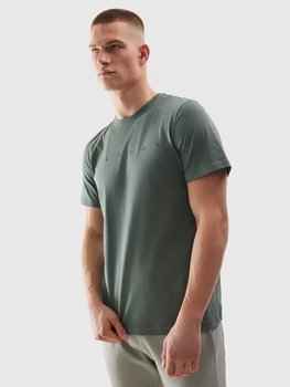 4F, T-shirt męski, basic plus, khaki, rozmiar L - 4F