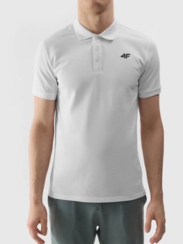 4F, T-shirt polo męski, basic, biały, XL - 4F