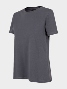 4F, T-shirt regular z nadrukiem damski, H4Z22-TSD024, Antracytowy, Rozmiar XL - 4F