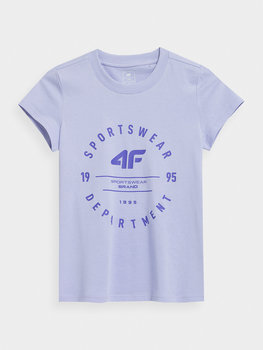 4F, T-shirt z nadrukiem dziewczęcy, 4FJSS23TTSHF280-52S, Jasny Fiolet, Rozmiar 152 - 4F