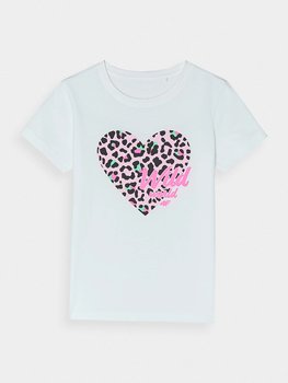 4F, T-shirt z nadrukiem dziewczęcy, f1143, jungle flow, biały, Rozmiar 152 (59414995 ) - 4F