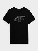 4F, T-shirt z nadrukiem męski, 4FSS23TTSHM309-20S, czarny, rozmiar S 4F