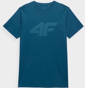 4F, T-shirt z nadrukiem męski, 4FSS23TTSHM537-32S, Denim, rozmiar L - 4F