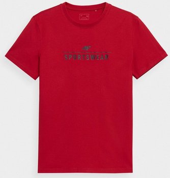 4F, T-shirt z nadrukiem męski, 4FSS23TTSHM539-62S, Czerwony, rozmiar XL - 4F