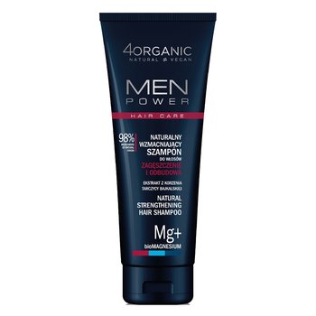 4organic, Men Power, Naturalny wzmacniający szampon do włosów Zagęszczenie i Odbudowa, 250 ml - 4Organic
