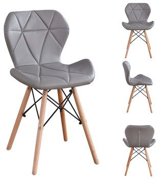 4szt x Nowoczesne profilowane krzesła z eko skóry - szare - MebloweLove