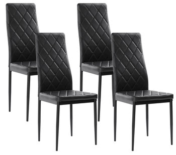 4szt x Nowoczesne skórzane krzesła pikowane - 258A - czarne - MebloweLove