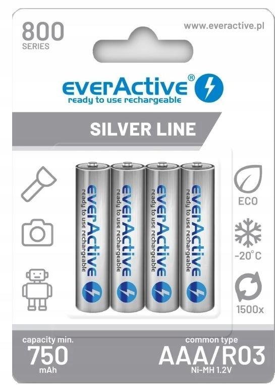 4x Baterie AKUMULATORKI everActive AAA R3 750 mAh do Ładowarki Ładowania