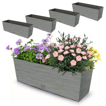 4x Doniczka 18L skrzynka balkonowa 58x19,5 cm szara + pojemny wkład 12L - Botle