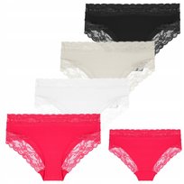 4X Figi Majtki Damskie Wykończone Koronką Bikini Bawełniane Moraj L