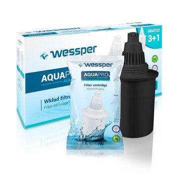 4X Filtr Wody Do Dzbanka Wessper Aquapro Alkaline, Czarny - Wessper