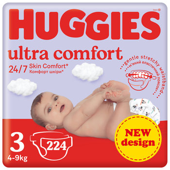 4X Huggies Pieluchy Ultra Comfort Jumbo Pack Rozmiar 3 4-9Kg 56Szt - Huggies