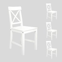 4x Krzesło drewniane do jadalni salonu kuchenne białe sosnowe solidne