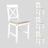 4x Krzesło tapicerowane do jadalni salonu drewniane kuchenne białe stabilne