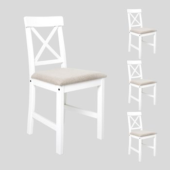4x Krzesło tapicerowane do jadalni salonu drewniane kuchenne białe stabilne - inna (Inny)