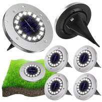 4x LAMPA SOLARNA DYSK 16 LED Ogrodowa Wbijana Gruntowa Najazdowa CZUJNIK