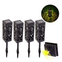 4X Lampa Solarna Ogrodowa Ażurowa Wbijana Lampka Lampion Słupek Ciepłe