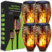 4x LAMPA SOLARNA OGRODOWA WBIJANA LED POCHODNIA DO OGRODU EFEKT PŁOMIENIA