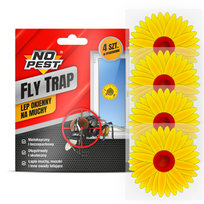 4x Lep na Muchy NO PEST Pułapka Lepowa Lep na Muchy Muszki Owocówki Komary Ziemiórki Mole Lep na Okno Sunflower Fly Trap