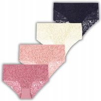 4X Majtki Damskie Figi Z Wysokim Stanem Bawełna Koronkowe Moraj Xl Mix Kolor 1