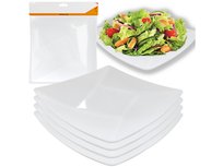 4X Talerz Plastikowy Kwadratowy 20,5Cm Gruby Zestaw Talerzy 4Szt