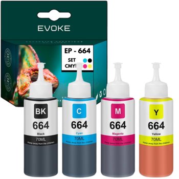 4x Tusz do drukarki Epson 664 = T6641 T6642 T6643 T6644 - Evoke