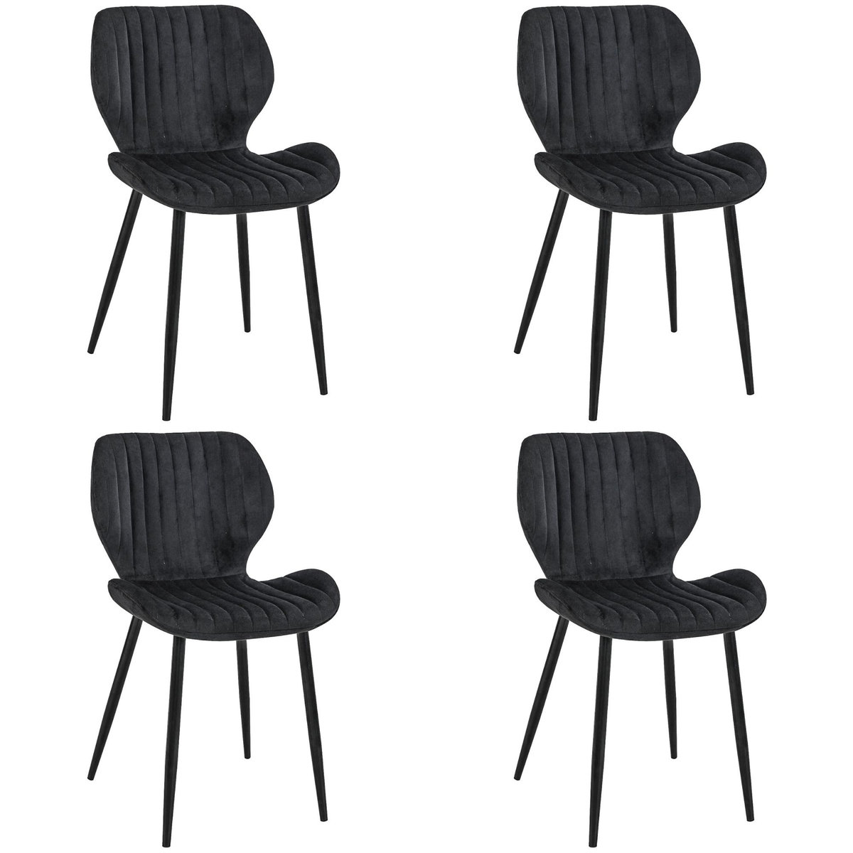 Zdjęcia - Krzesło 4x Welurowe  tapicerowane pikowane glamour SJ.17 Czarne