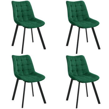 4x Welurowe krzesło tapicerowane pikowane SJ.28 Butelkowa Zieleń - FABRYKA MEBLI AKORD
