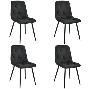 4x Welurowe krzesło tapicerowane pikowane SJ.3 Czarny - FABRYKA MEBLI AKORD