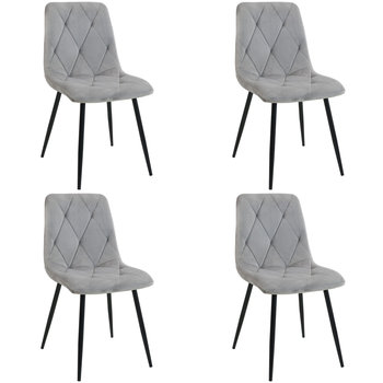 4x Welurowe krzesło tapicerowane pikowane SJ.3 Szare - FABRYKA MEBLI AKORD