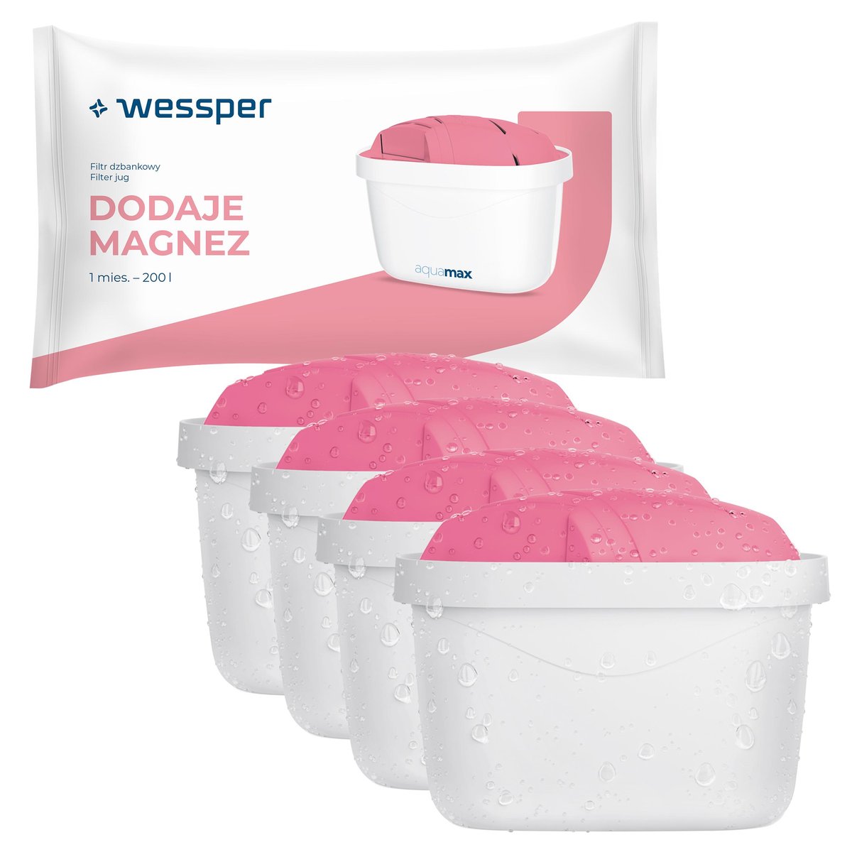 4x Wessper Filtr AquaMax MG+ magnez do dzbanka Dafi Brita zamiennik