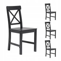 4xKrzesło drewniane kuchenne jadalni salonu czarne sosnowe solidne stabilne