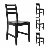 4xKrzesło drewniane kuchenne jadalni salonu czarne sosnowe solidne stabilne