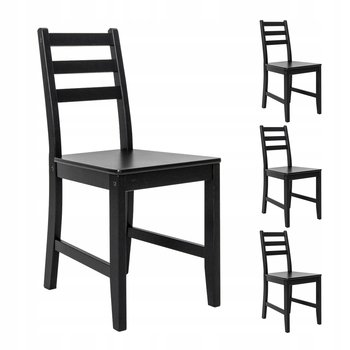 4xKrzesło drewniane kuchenne jadalni salonu czarne sosnowe solidne stabilne - inna (Inny)