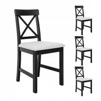 4xKrzesło tapicerowane do jadalni salonu drewniane kuchenne czarne stabilne