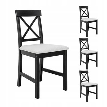 4xKrzesło tapicerowane do jadalni salonu drewniane kuchenne czarne stabilne - inna (Inny)