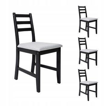 4xKrzesło tapicerowane do jadalni salonu drewniane kuchenne czarne stabilne - inna (Inny)