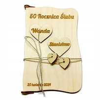 50 rocznica ślubu złote gody kartka drewniana pamiątka prezent