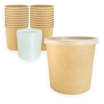 50 szt Kubek papierowy 750ml z pokrywką, pojemniki kraft na wynos