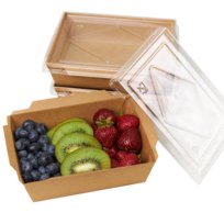 50 szt Lunch box papierowy z pokrywką 1600 ml jednorazowe opakowanie kraft