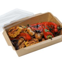 50 szt Lunch box papierowy z pokrywką 2100 ml jednorazowe opakowanie kraft