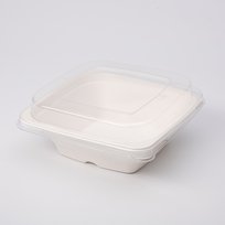 50 szt Miseczka kwadratowa z trzciny cukrowej 950 ml z wypukłym wieczkiem