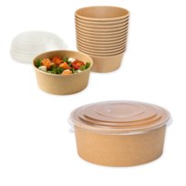 50 szt Miska okrągła kraft 750 ml z pokrywką, miseczka jednorazowa