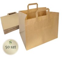 50 Szt Torba  Papierowa Z Uszami Brązowa 80G 320/220X245