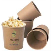 500 szt Kubek papierowy kraft na popcorn 750ml