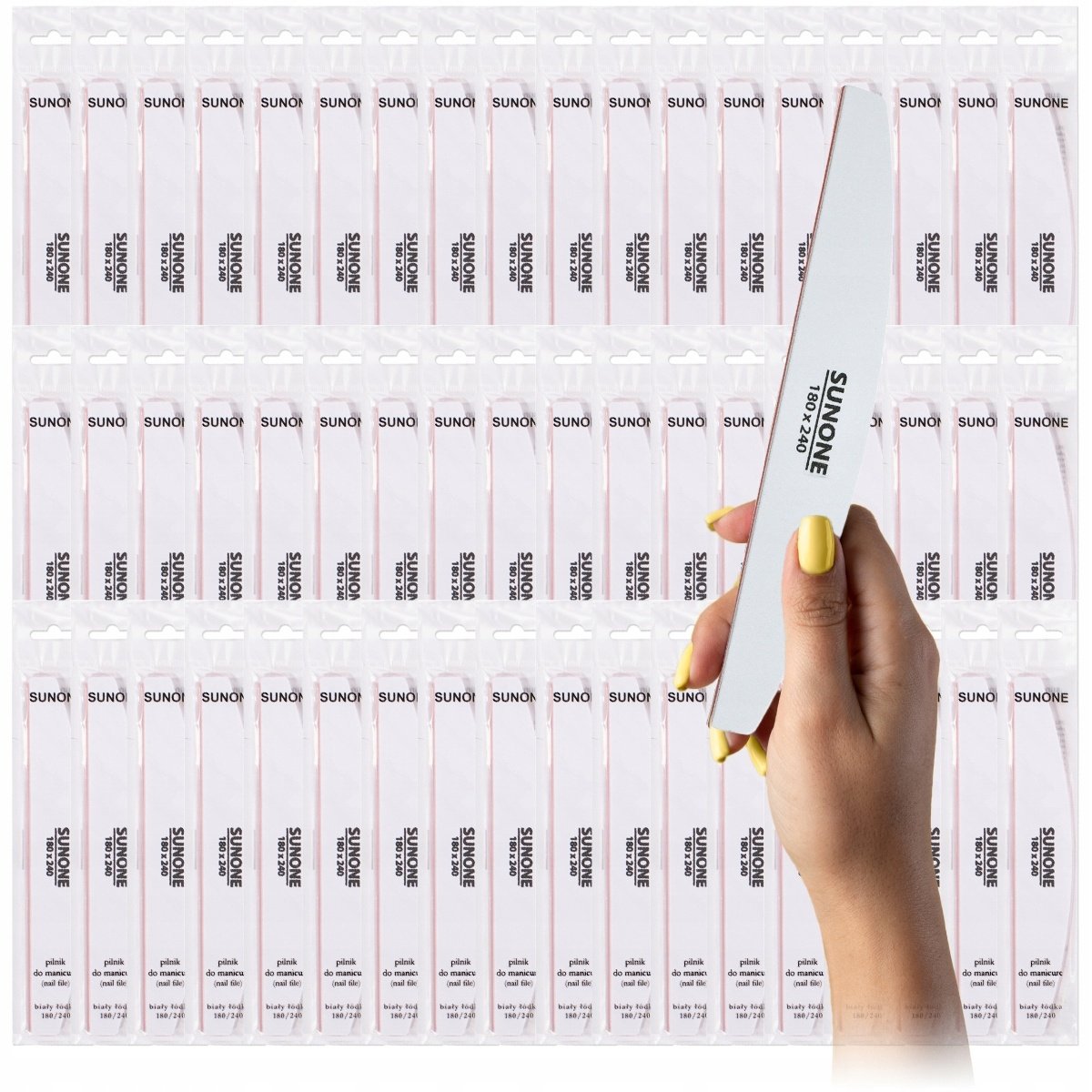 Sunone 50x SUNONE Pilnik do paznokci polerka manicure pedicure łódka biały 180 ...